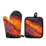 Volcano Lava Print Oven Mitt And Pot Holder Set