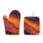 Volcano Lava Print Oven Mitt And Pot Holder Set