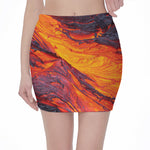 Volcano Lava Print Pencil Mini Skirt