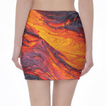 Volcano Lava Print Pencil Mini Skirt