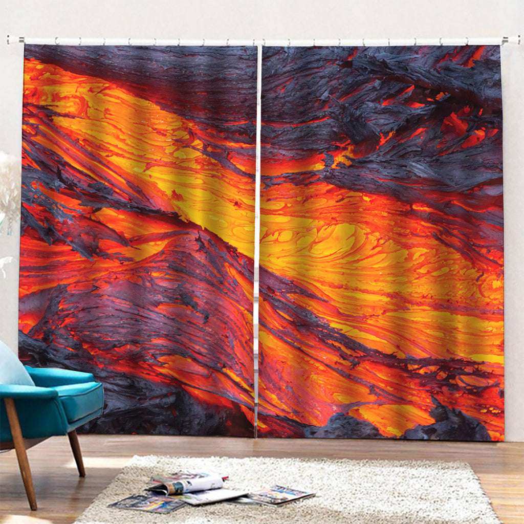 Volcano Lava Print Pencil Pleat Curtains