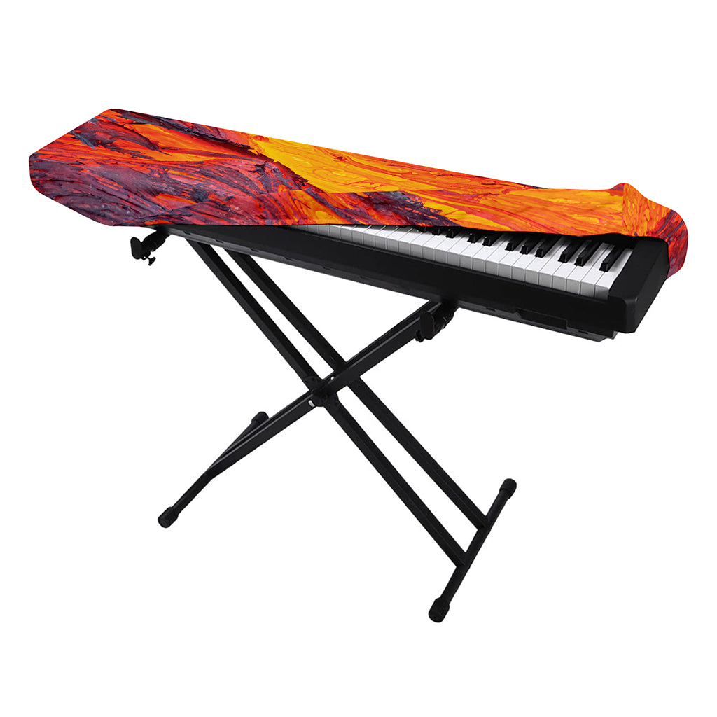 Volcano Lava Print Piano Keyboard Cover