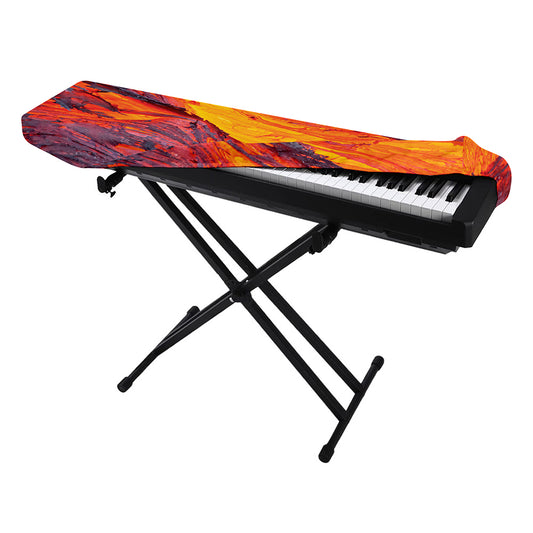 Volcano Lava Print Piano Keyboard Cover