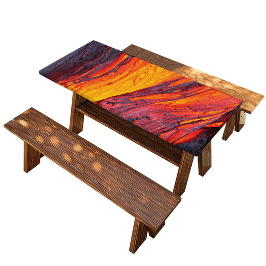 Volcano Lava Print Picnic Table Cover