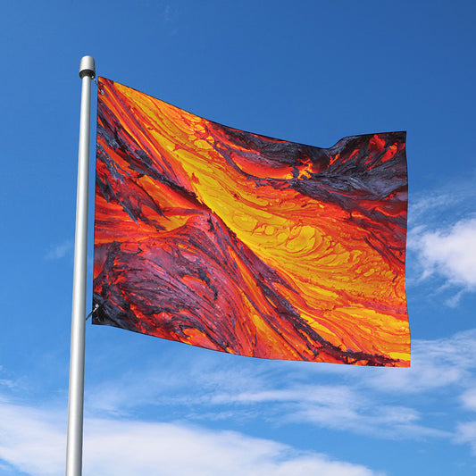 Volcano Lava Print Polyester Flag