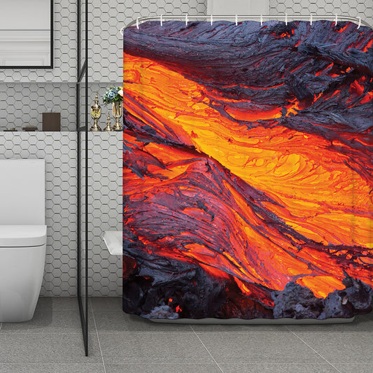 Volcano Lava Print Polyester Shower Curtain