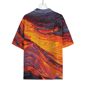 Volcano Lava Print Rayon Hawaiian Shirt