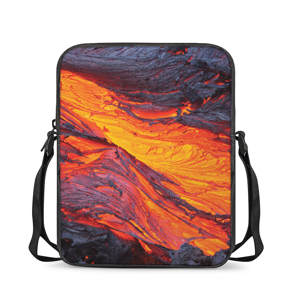 Volcano Lava Print Rectangular Crossbody Bag