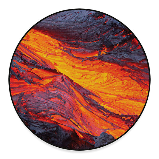 Volcano Lava Print Round Floor Mat