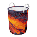 Volcano Lava Print Round Laundry Basket