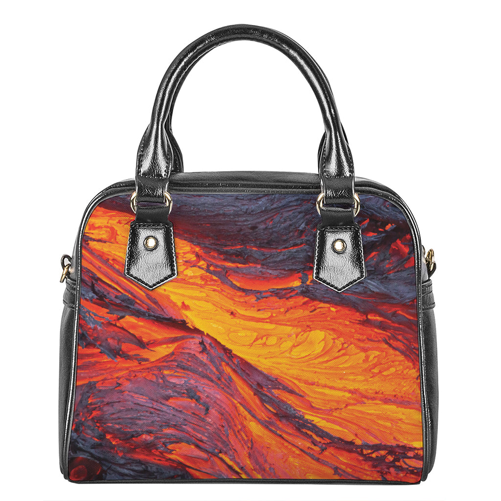 Volcano Lava Print Shoulder Handbag