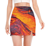 Volcano Lava Print Side Slit Mini Skirt