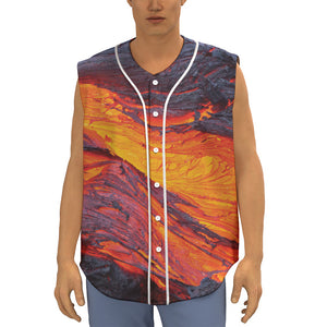 Volcano Lava Print Sleeveless Baseball Jersey