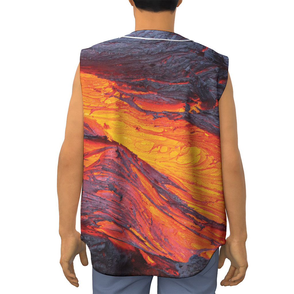 Volcano Lava Print Sleeveless Baseball Jersey