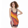 Volcano Lava Print Sleeveless Bodycon Dress