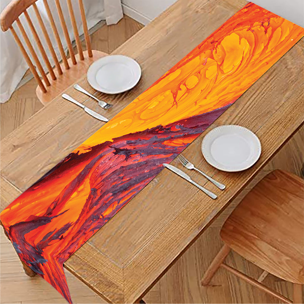 Volcano Lava Print Table Runner