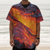 Volcano Lava Print Textured Short Sleeve Shirt