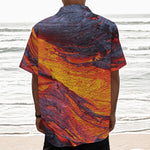 Volcano Lava Print Textured Short Sleeve Shirt