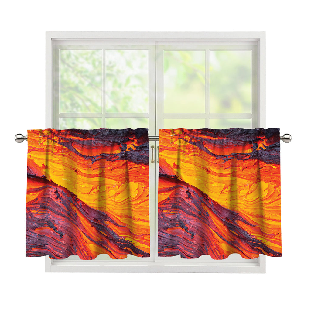 Volcano Lava Print Tier Curtains