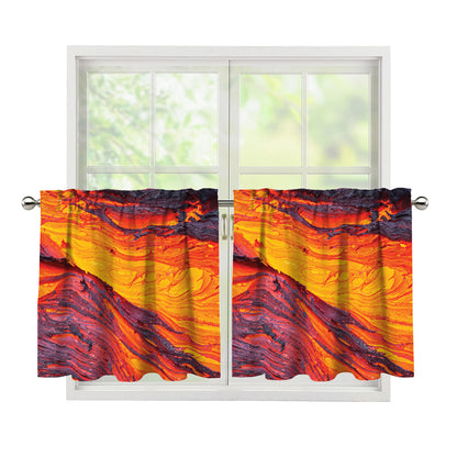 Volcano Lava Print Tier Curtains
