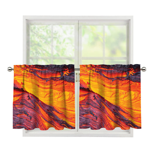 Volcano Lava Print Tier Curtains