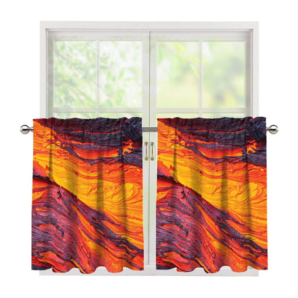 Volcano Lava Print Tier Curtains