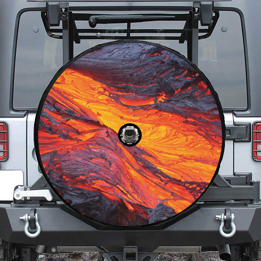 Volcano Lava Print Tire Cover With Camera Hole