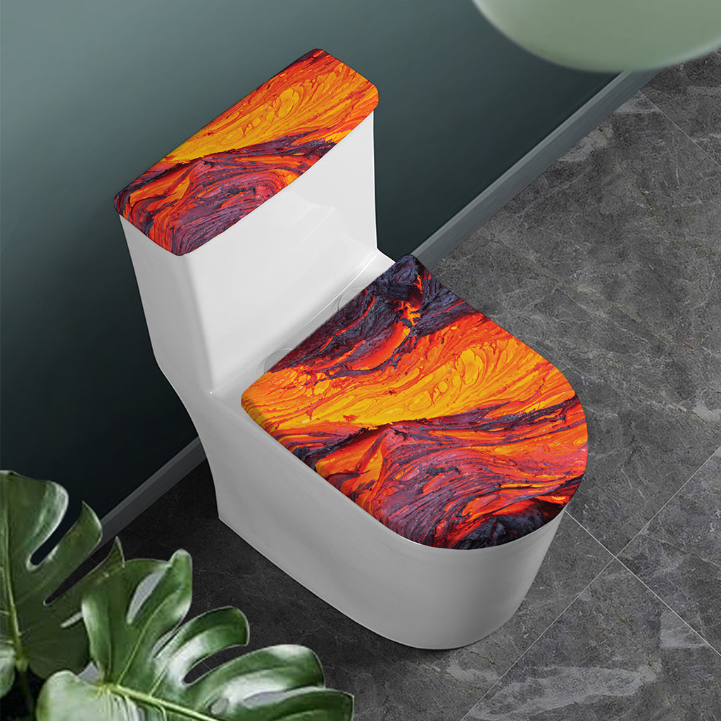 Volcano Lava Print Toilet Lid And Tank Cover Set