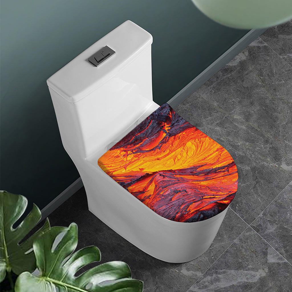 Volcano Lava Print Toilet Lid Cover