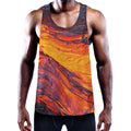 Volcano Lava Print Men's Workout Tank Top