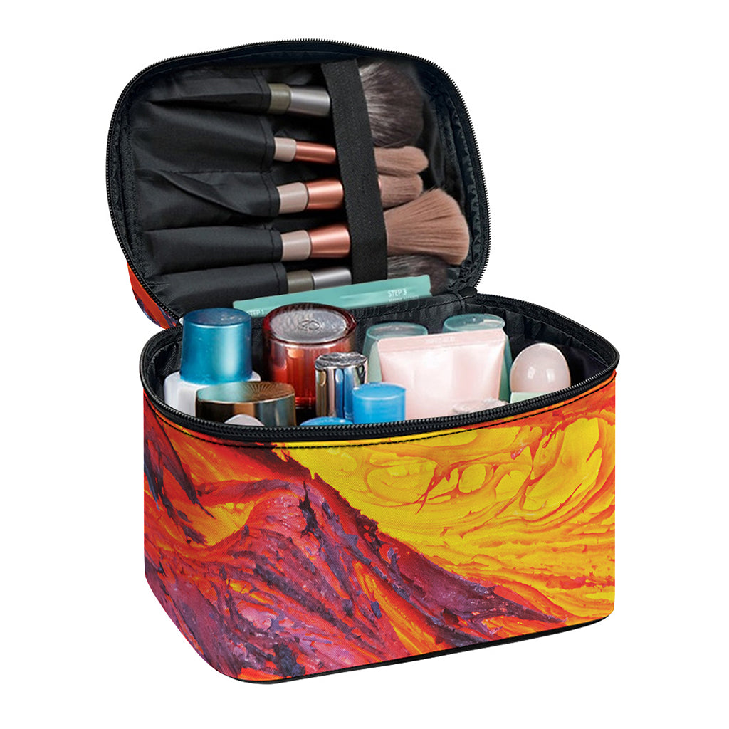 Volcano Lava Print Travel Makeup Bag