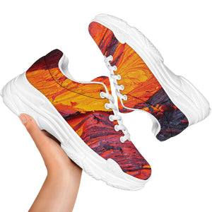 Volcano Lava Print White Chunky Shoes