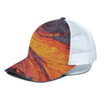 Volcano Lava Print White Mesh Trucker Cap