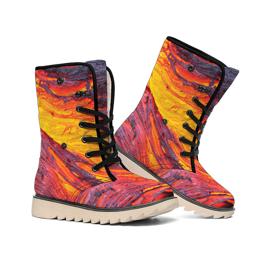 Volcano Lava Print Winter Boots