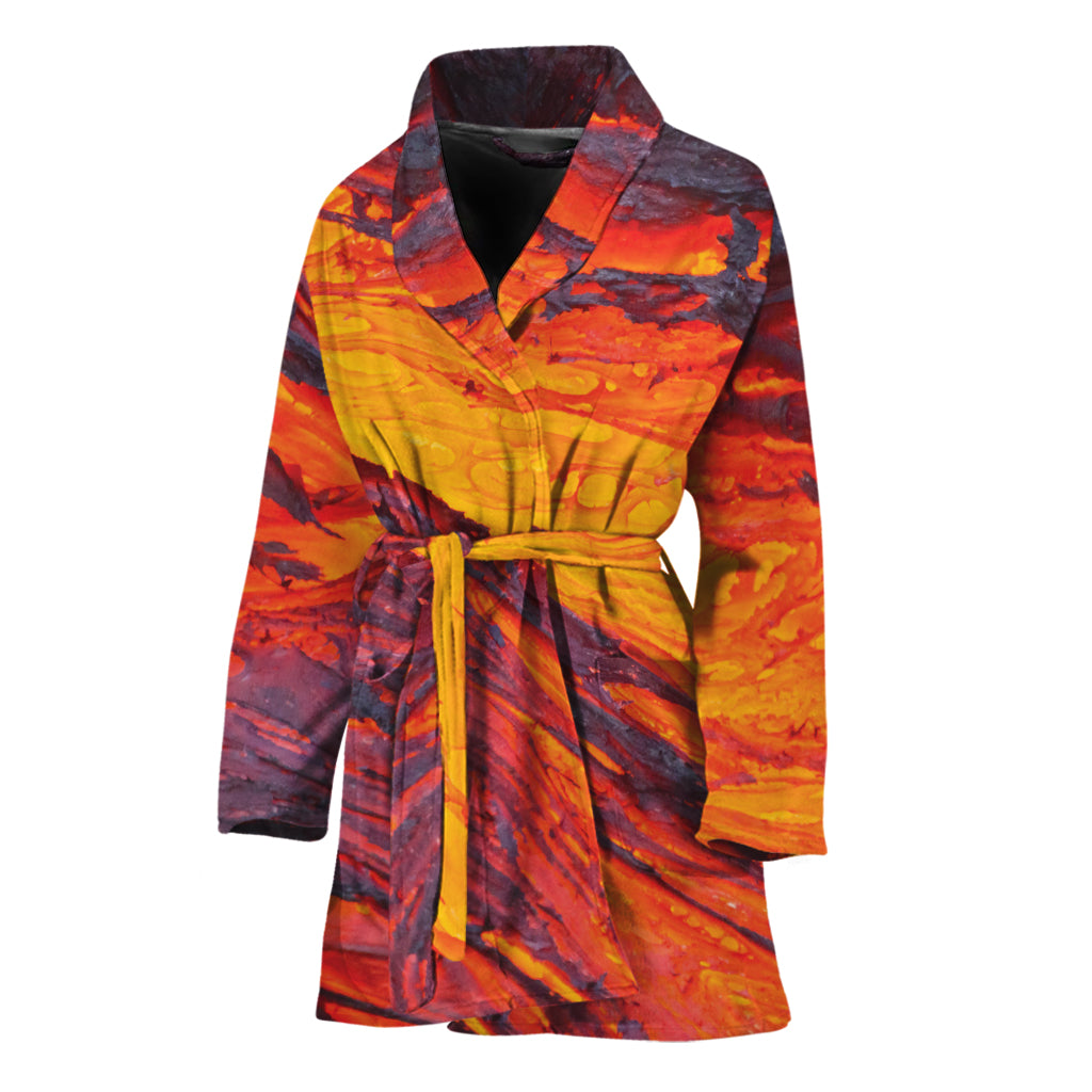 Volcano Lava Print Women's Bathrobe