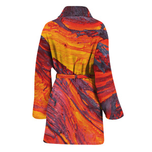 Volcano Lava Print Women's Bathrobe