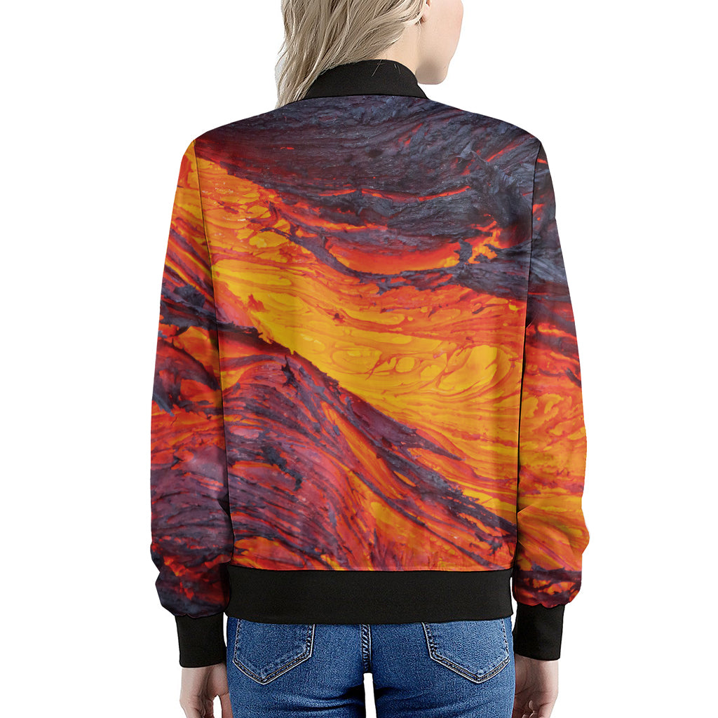 Volcano Lava Print Women's Bomber Jacket