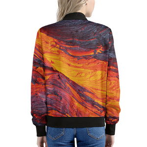 Volcano Lava Print Women's Bomber Jacket