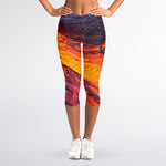 Volcano Lava Print Women's Capri Leggings