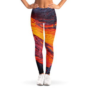 Volcano Lava Print Women's Leggings