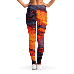 Volcano Lava Print Women's Leggings