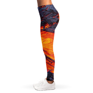 Volcano Lava Print Women's Leggings