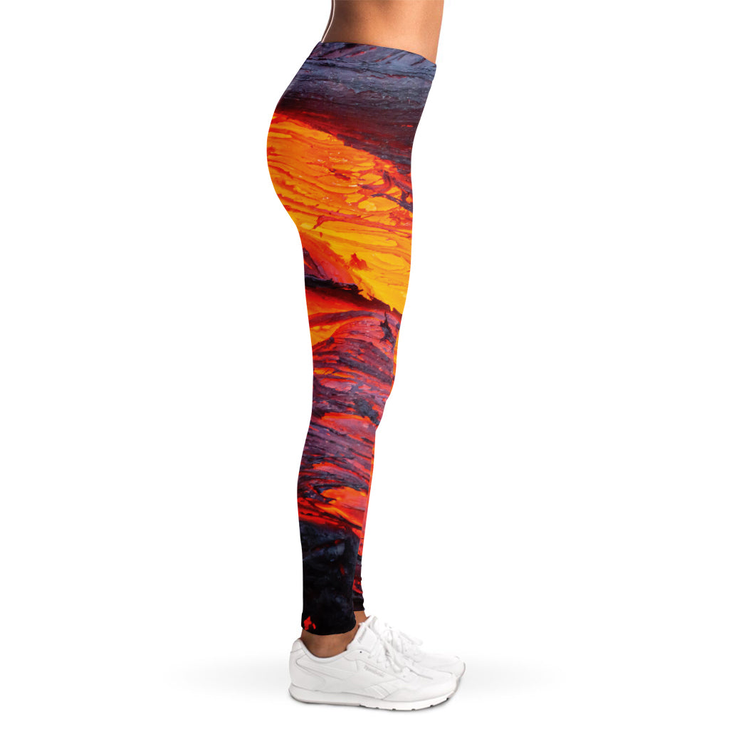 Volcano Lava Print Women's Leggings