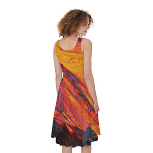 Volcano Lava Print Women's Sleeveless Dress