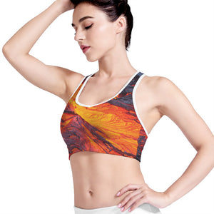 Volcano Lava Print Women's Sports Bra