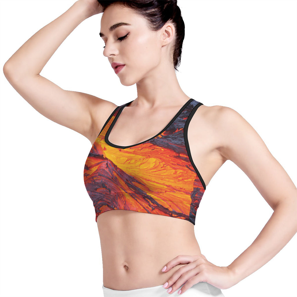 Volcano Lava Print Women's Sports Bra