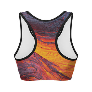 Volcano Lava Print Women's Sports Bra