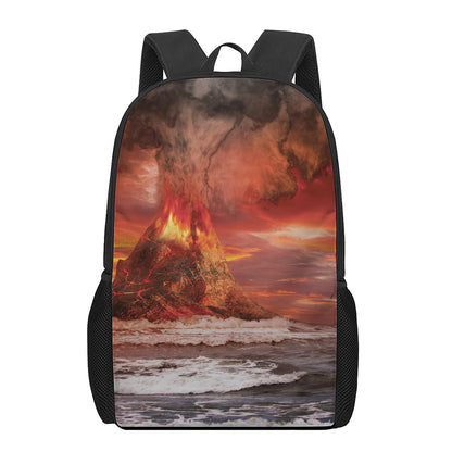 Volcano On The Sea Print 17 Inch Backpack