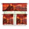 Volcano On The Sea Print 3 Piece Kitchen Curtains