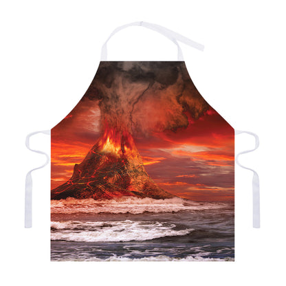 Volcano On The Sea Print Adjustable Apron